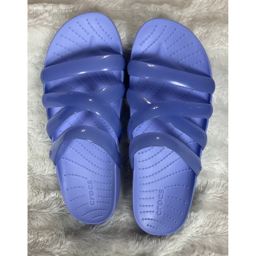 Crocs Women's Size 7 Moon Jelly Purple Glossy Strappy Sandals NWOT